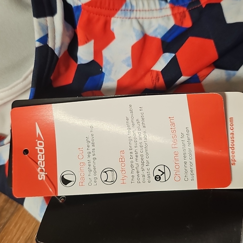 Speedo Women's Swimsuit One Piece Thin Strap High Cut NWT Hydrobra S40 - Picture 5 of 6